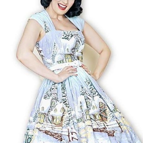 Veronique Pin Up Dress Winter Wonderland Print - Picture 1 of 3